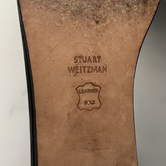 Stuart Whitman Nudist June Black Leather Sandal block Heel Size 9 minimalist - Picture 12 of 14